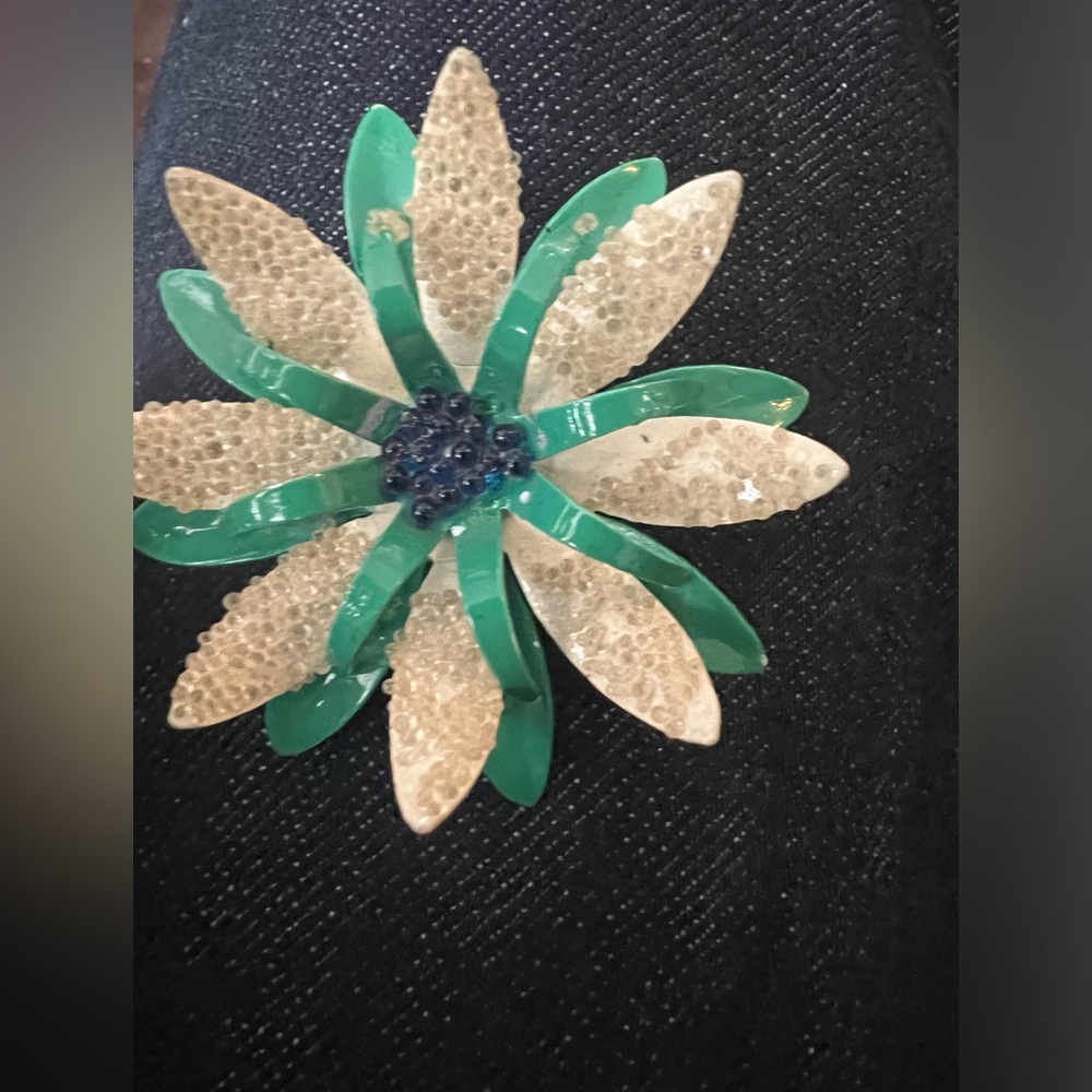 Vintage metal painted brooch
